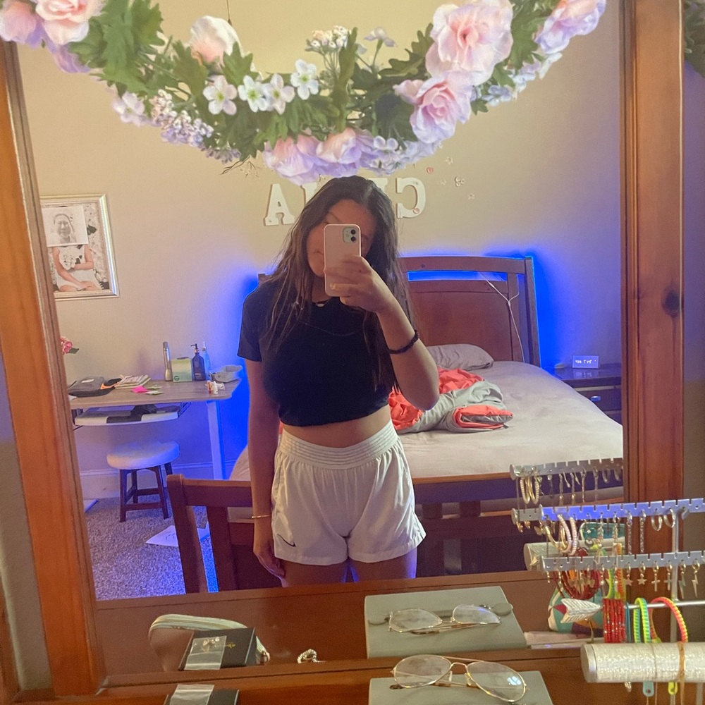 white athletic nike shorts